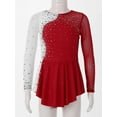 thumbnail image 3 of inhzoy Girls Sequins Long Sleeve Figure Ice Skating Dresses Mesh Patchwork Gymnastic Leotards Competition Dance Costumes, 3 of 7