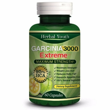 Lafebers Daily Diet - Herbal Youth 3000 mg Daily GARCINIA CAMBOGIA HCA 95% Fat Burners Diet Weight Loss Capsules (60 Capsules / Bottle)