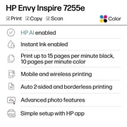 HP Envy Inspire 7255e Wireless All-in-One Color Photo Printer, Scan, Copy, 3 Months Free Instant Ink