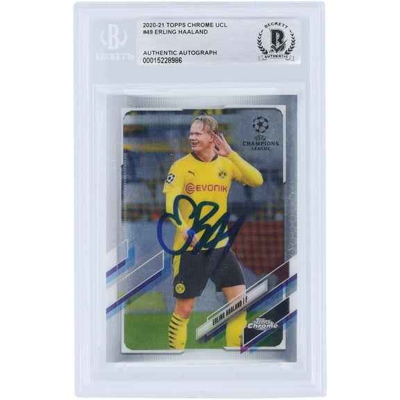 Erling Haaland Borussia Dortmund Autographed 2020-21 Topps Chrome UCL #49 BAS Authenticated Card - Fanatics Authentic Certified