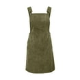 thumbnail image 6 of Fartey Women's Corduroy Overall Bib Dress with Pockets Summer Solid Color Sleeveless Jumpsuit Casual Loose Pinafore Suspender Mini Dresses Green S-XL, 6 of 7