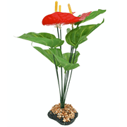 Komodo Anthurium, Artificial Plant, Green and Red, Aquarium Decor