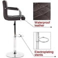 thumbnail image 2 of Set of 2 PU Leather Bar Stools Armrest Counter Stools Swivel Square Counter Height Barstools with Armrest Adjustable Hydraulic Bar Chairs with Upholstered Back & Seat, Brown, 2 of 7