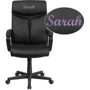 Flash Furniture Personalized High Back Black LeatherSoft Executive Swivel Office Chair with Slight Mesh Accent and Arms