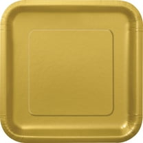Square Paper Plates, 9 in, Gold, 14ct