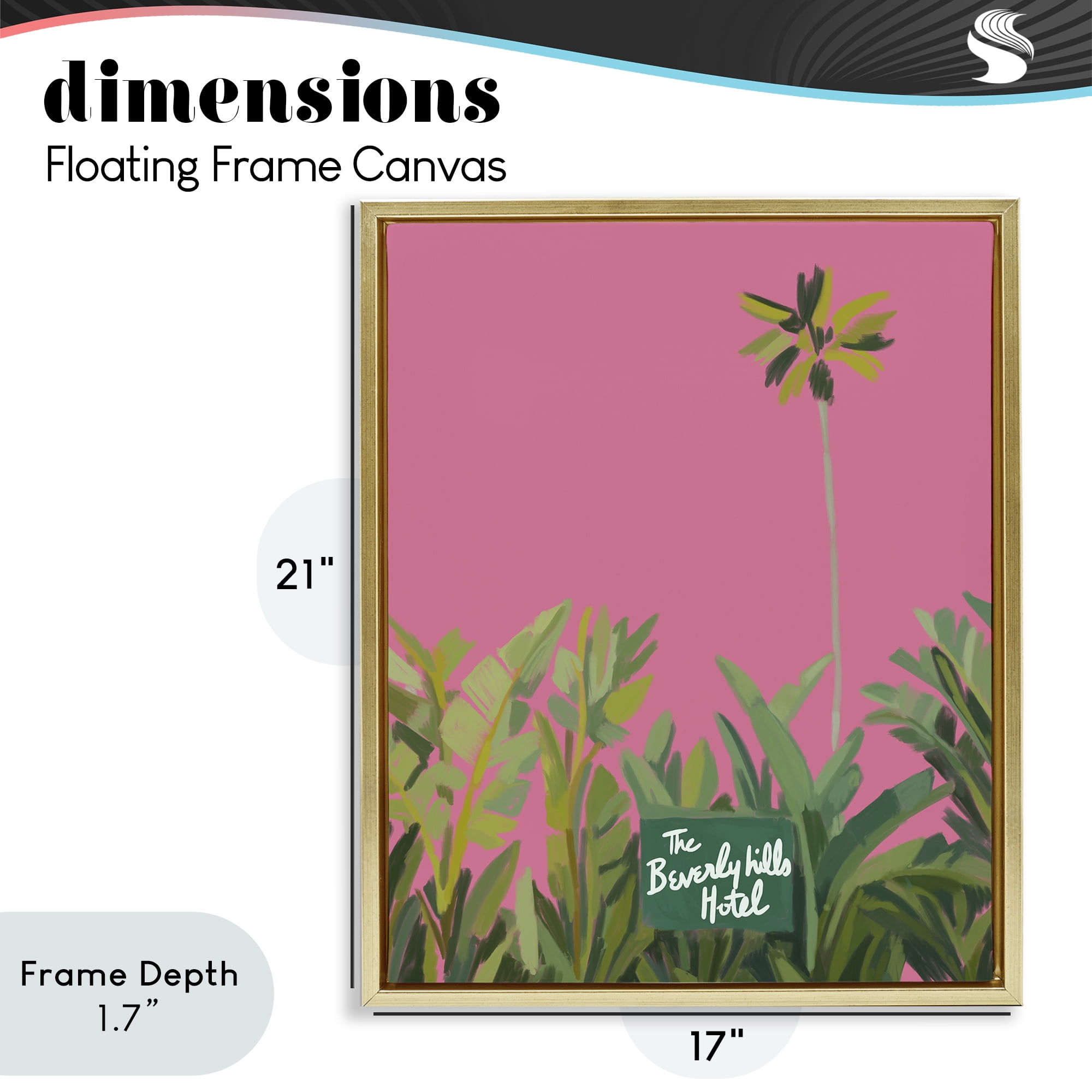 Stupell Industries Beverly Hills Pink & Green Gold Framed Floater Canvas Wall Art, design by Amelia Noyes