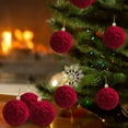 thumbnail image 5 of DAMAI 3Pcs 3.1 Inch Large Velvet Christmas Ball Ornaments, Vintage Christmas Plastic Ball Ornaments Flocked Christmas Tree Hanging Ornament for Xmas Party Wedding Home Decor (Red), 5 of 8