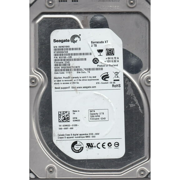 ST32000641AS, 9WM, TK, PN 9GV168-035, FW CC43, Seagate 2TB SATA 3.5 Hard Drive