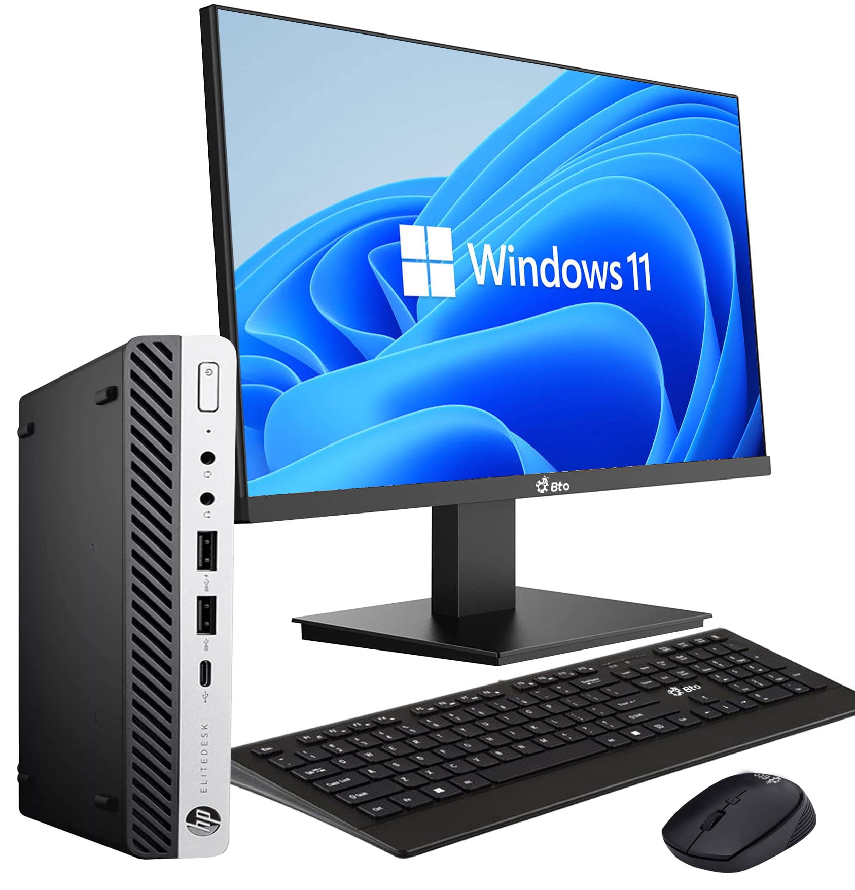 Restored HP EliteDesk 705 G4 Desktop Mini PC AMD Ryzen 5 Pro 2400GE Quad Core Processor, 16GB Ram, 256GB SSD, 22 inch Monitor, WiFi, Keyboard and Mouse, Windows 11 Pro (Refurbished)