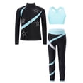 thumbnail image 1 of Jhaoyu Girls 3 Piece Figure Skating Outfits Zipper Jacket with Crop Tank Tops And Gymnastics Leggings Set Light Blue 16, 1 of 5