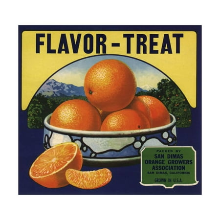 Flavor Town Flavor Treat Brand - San Dimas, California - Citrus Crate Label Print Wall Art By Lantern Press ()
