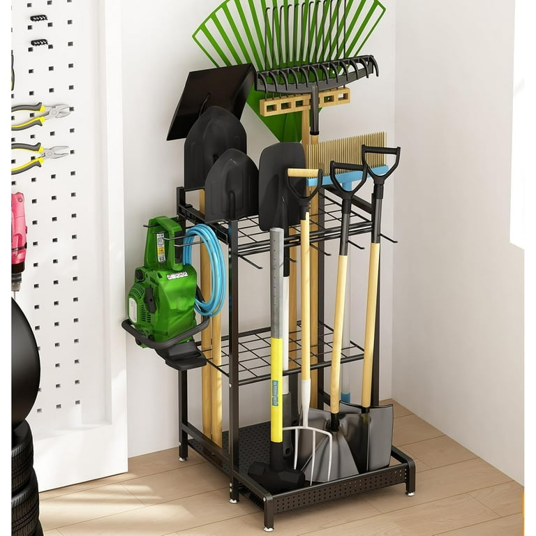 Garden Tool Organizer for Garage, Utility Storage Racks with Hooks