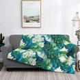 thumbnail image 2 of Honeii Peacock And Flowers print throw blanket, crafted from cozy cotton flannel, offers versatile home decor as a bedding suitable for all seasons.-50"x40", 2 of 6