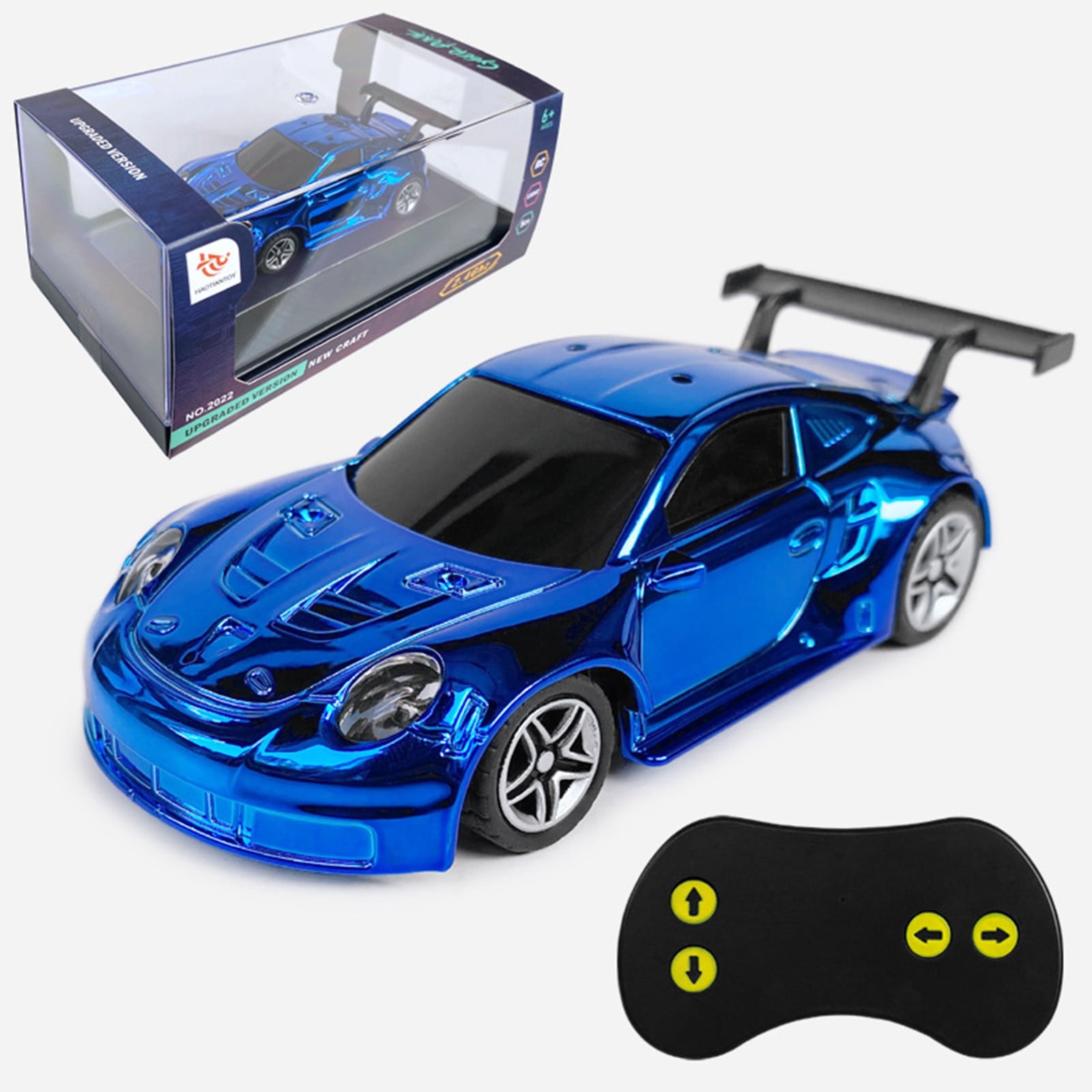 Toy Car RC Tesla Roadster in 1:64 Scale, Remote-Control Vehicle with Controller & USB Cable, Works On & Off Track