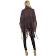thumbnail image 3 of YELETE Women's Poncho, Twist Knit Fringed Hem, Wine Red, One Size, 3 of 4