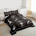 thumbnail image 3 of Feelyou Coffee Time Full Size Comforter Sets, Vintage Fashion Style Bedding Comforter Set, Teens Kids Boys Girls Reversible Bedding Sets, Microfiber Bedroom Decor, 3pcs, 3 of 8