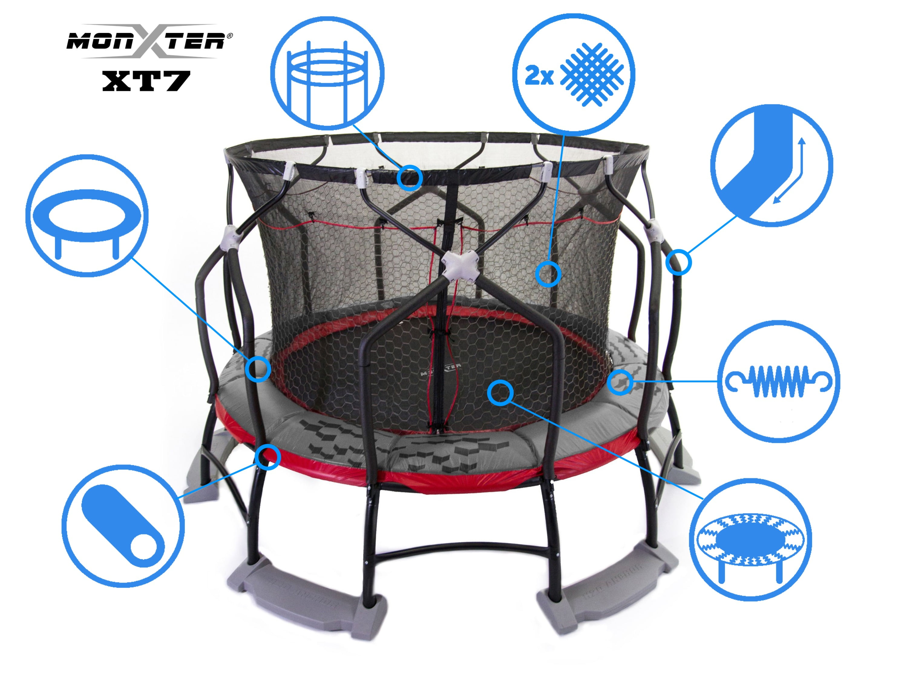 Monxter XT7 14' Round Trampoline and Safety Enclosure Combo
