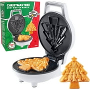 Christmas Tree Mini Waffle Maker - Make this Holiday Special for Kids with Cute 4 Inch Waffler Iron, Electric Non Stick Breakfast Appliance for Xmas Season, Fun Gift or Cute Dessert, Treat for Parties