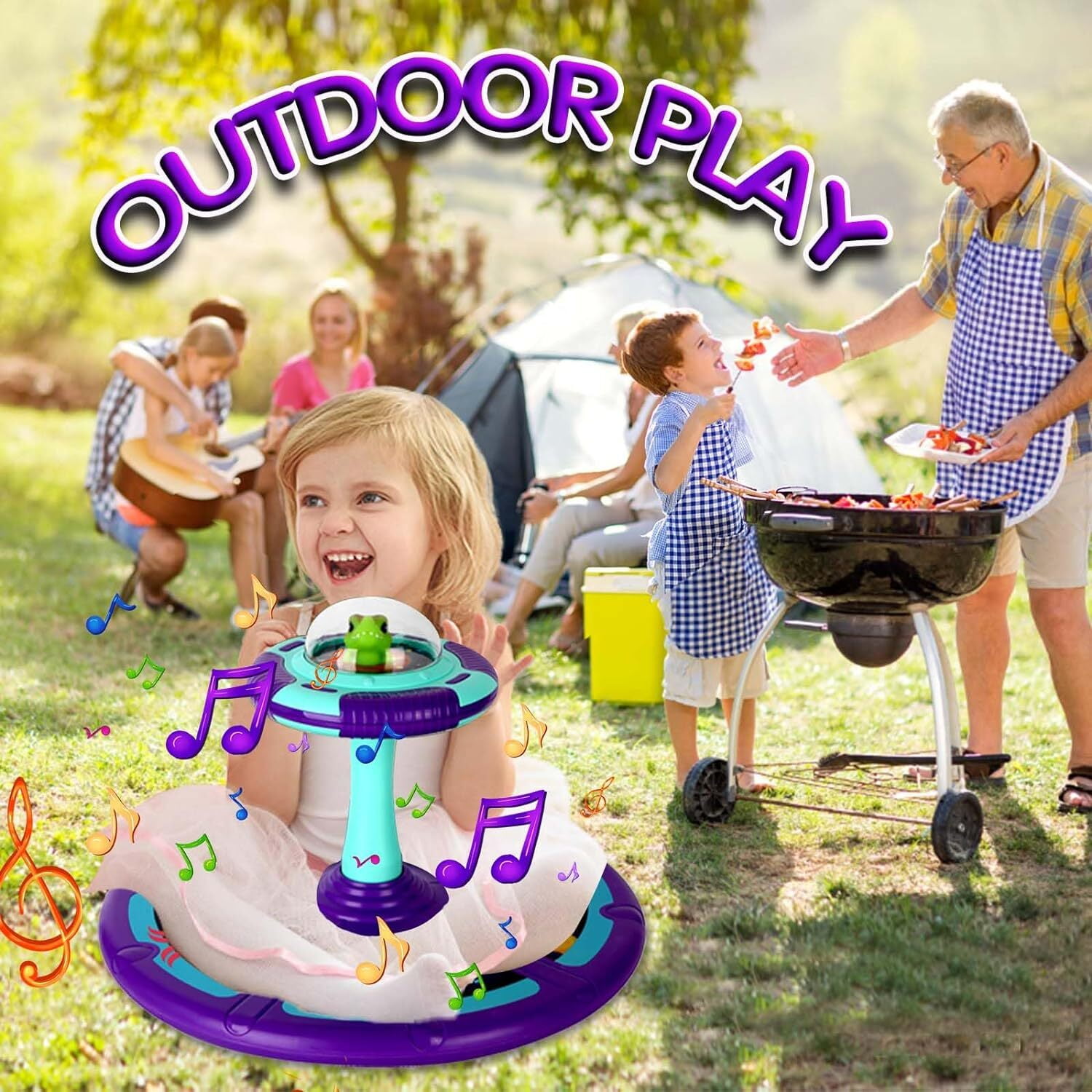 Beefunni Dinosaur Toddler Spin Toys for Ages 2 3 4 5 Years, Birthday Gift for Kids Toddlers Ages 2-4 Years, Light-Up Dinosaur Space Kids Twister with LED Light and Music.