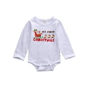 Newborn Infant Christmas Santa Sleigh Onesie My First Christmas Kids Holiday Gift Jumpsiut