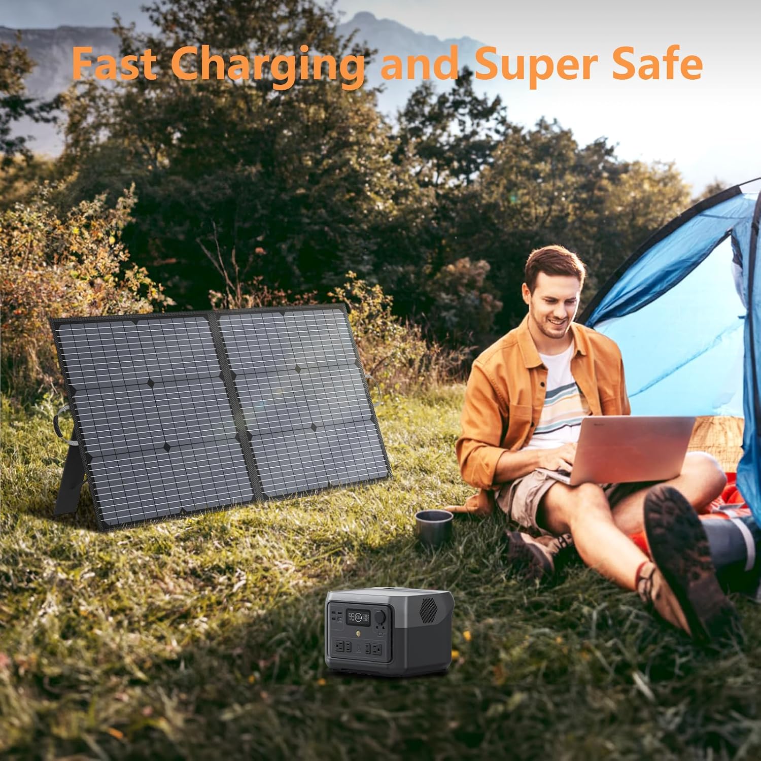 Solar Charger 110W Portable Solar Panel, IP67 Waterproof Foldable Solar Panel kit with 20V Output, 23.5% Efficiency Module for Outdoor Camping, Portable Power Station, Laptops, Motorhome, RV