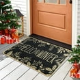 thumbnail image 5 of Hello Winter Door Mat Welcome Doormat, Winter Christmas Black Outdoor Rug Leaves Decor Floor Front Door Mat Non-Slip Entrance Mat for Home Kitchen Bathroom Decorations 17 X 30 Inch, 5 of 6