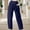 Blue, variant on SNKSDGM Women's Plus Black Dress Pants Women Petite Short Black Dress Pants Women High Waisted Flare Women's Trousers Elastic High Waist Patch Pockets Tapered Wide Leg Pants