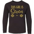 thumbnail image 3 of Inktastic 7th Birthday Gold Lettering 7 Year Old Girl Long Sleeve Youth T-Shirt, 3 of 5