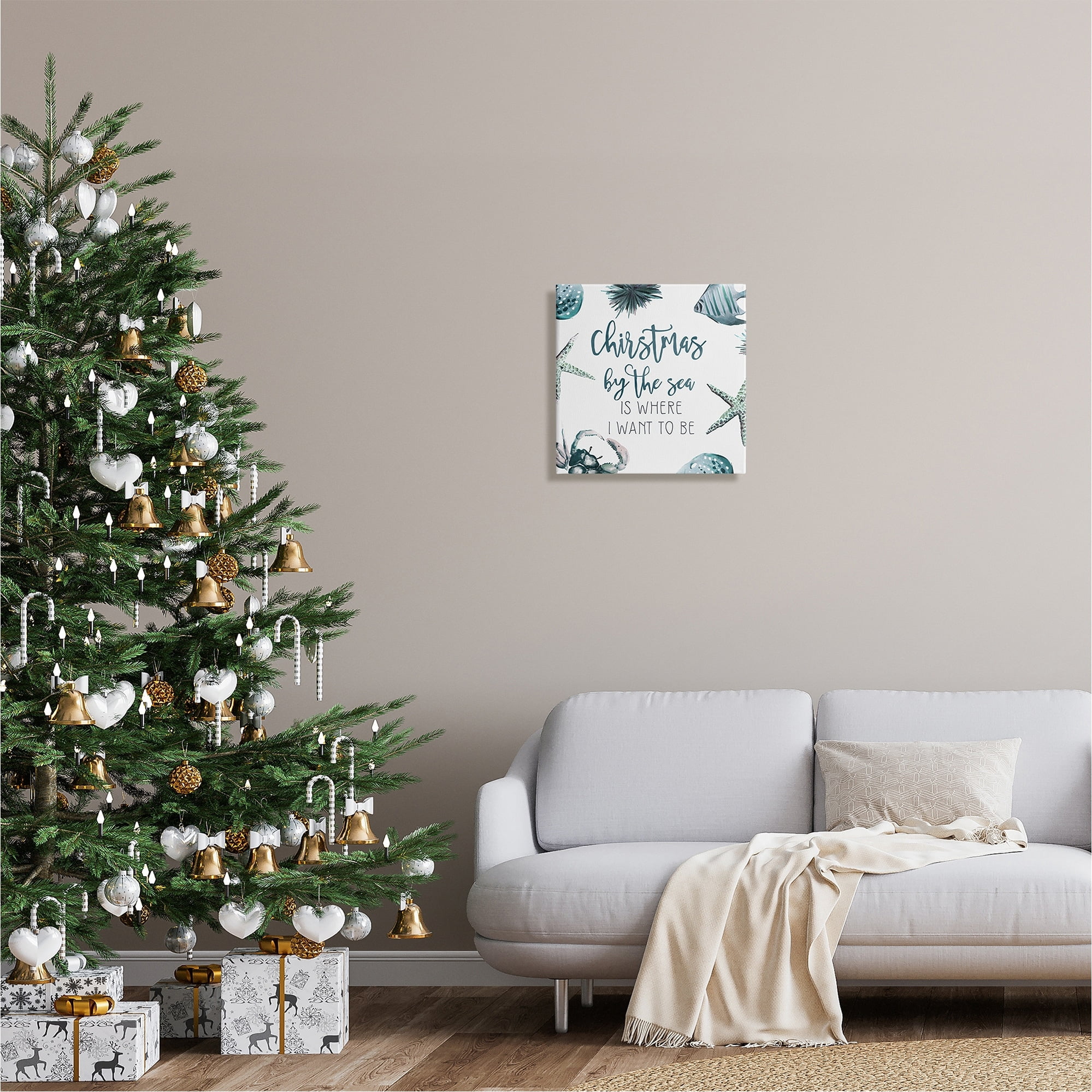 Stupell Industries Christmas By The Sea Nautical Holiday Painting Gallery Wrapped Canvas Print Wall Art