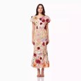 thumbnail image 1 of Jupe Queue de Poisson Gainante 2024 Printemps Nouvelle Luxe Léger Col Rond Brodée Fleur Tridimensionnelle Manche Bouffante Robe Mi-Longue, 1 of 5