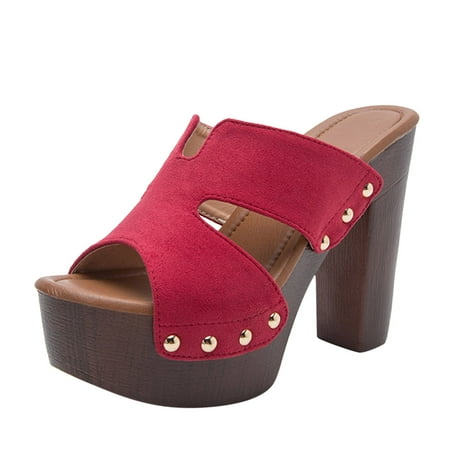 

KaLI_store Closed Toe Sandals Women Womens Sandals Shoes Comfort Walking with Non Slip on Casual Summer Beach Shoes Red