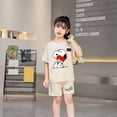 thumbnail image 4 of Camiseta de Snoopy para niño y niña, conjunto de 2 piezas, pantalones cortos, Tops de dibujos animados, chándales deportivos, trajes, regalo de cumpleaños, 4 of 5