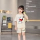thumbnail image 4 of Camiseta de Snoopy para niño y niña, conjunto de 2 piezas, pantalones cortos, Tops de dibujos animados, chándales deportivos, trajes, regalo de cumpleaños, 4 of 5