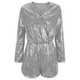 thumbnail image 4 of uublik Jumpsuit Shorts for Women Sequin Romper for Women Sparkly Jumpsuit Long Sleeve Party Outfi Silver, S-3XL, 4 of 4