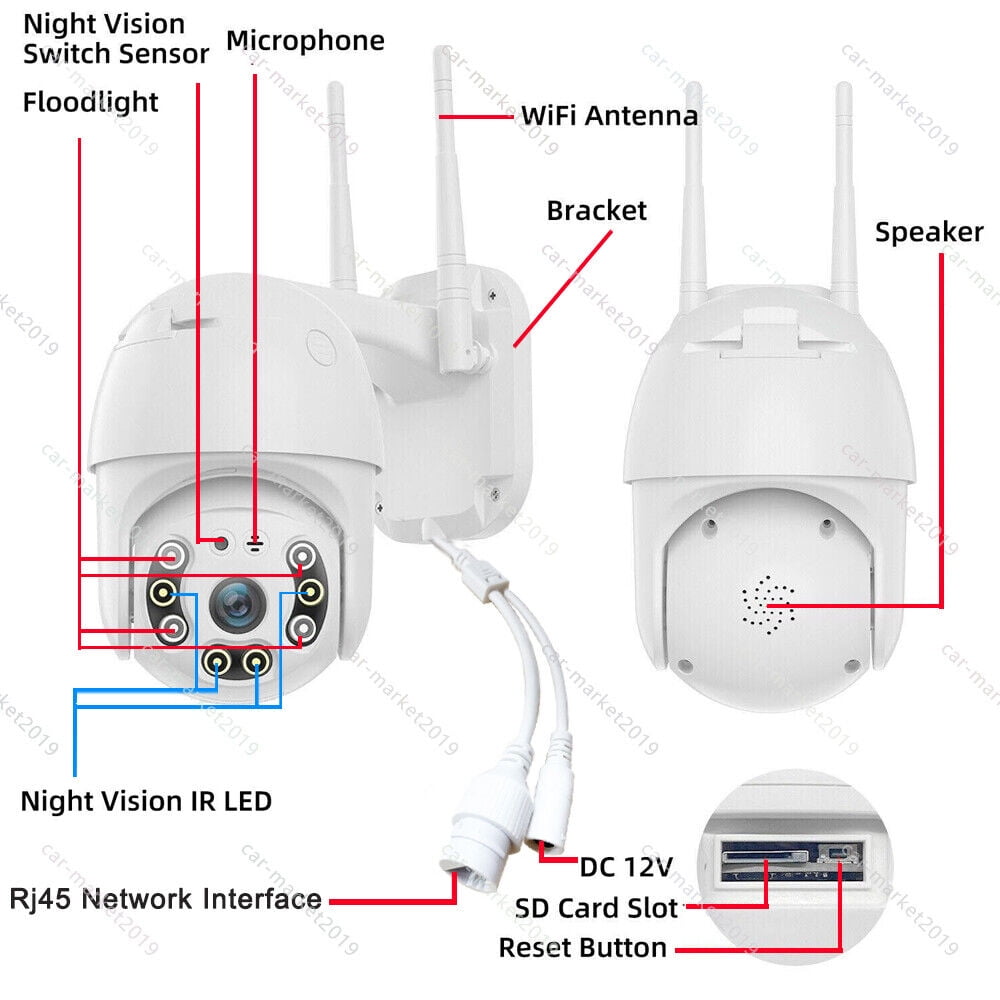 1080P HD WIFI Camera Wireless Outdoor CCTV IP PTZ Smart Home Security IR Cam US