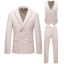 Dpytoraw Male Slim Fit Business Wedding Party Suit Top And Bottom Three Piece Set Double Suit