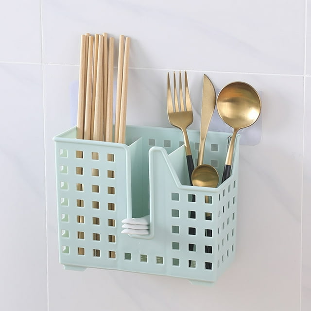 HOOWIFFY 2Pcs Light Green Dishwasher Utensil Basket with Three Compartments for Drying and Storage