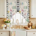 thumbnail image 4 of Happy Easter Rabbits Swag Valance Curtains Spring Pink Flower Egg Butterfly Black Plaid Rod Pocket Swag Curtains Small Window Treatments for Kitchen Bathroom Bedroom 36" W x 45" L, 2 Panels, 4 of 9