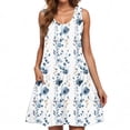 thumbnail image 6 of Women Summer Dresses Women Casual Loose Summer Printed Dress Sleeveless V-neck Top/shirt Set C White S, 6 of 7