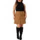 thumbnail image 2 of Faldas de pana para mujer Agnes Orinda de talla grande, falda corta de cintura elástica con botones para otoño e invierno, con bolsillos 1X marrón, 2 of 7