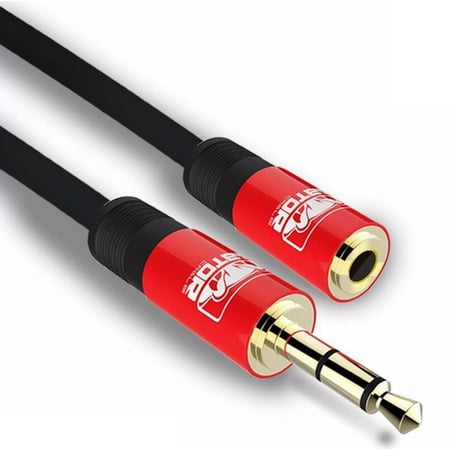 Rod Cable - GATOR CABLE AUX Male to Female cable - RED - 6 FT - Gold Plated Connectors - Auxiliary 3.5mm Audio Extension Stereo Headphone Cable Cord