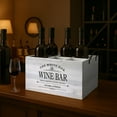 thumbnail image 3 of American Art Decor The Wine Bar Wood Crate Bottle Holder - White & Black 6-Bottle Rustic Storage Box with Metal Handles - Decorative Wooden Bar Accessory Gift for Adults, Man Caves, or Wine Lovers, 3 of 7