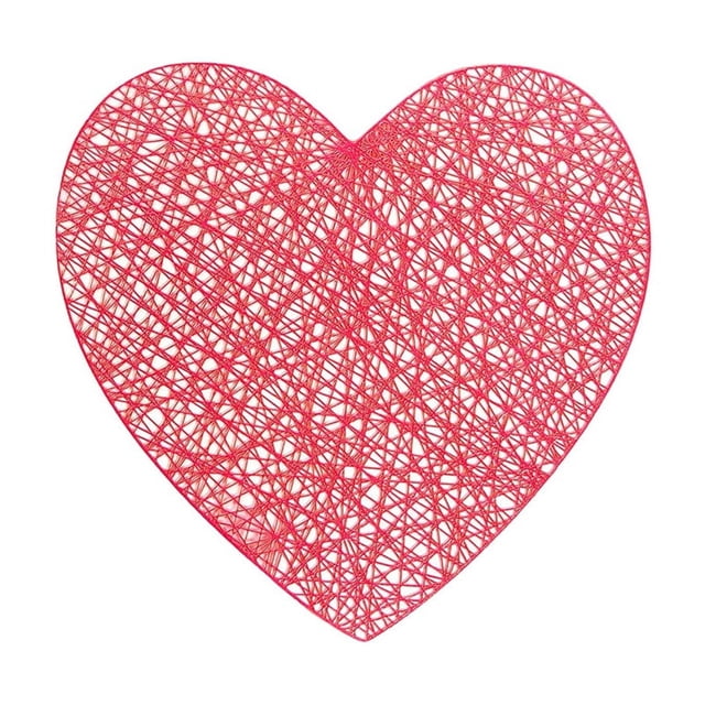 WHEANG Love Heart Placemats Valentines Day Table Decorations For Wedding Night Anniversary PVC Table Cup Mats 15 Inch