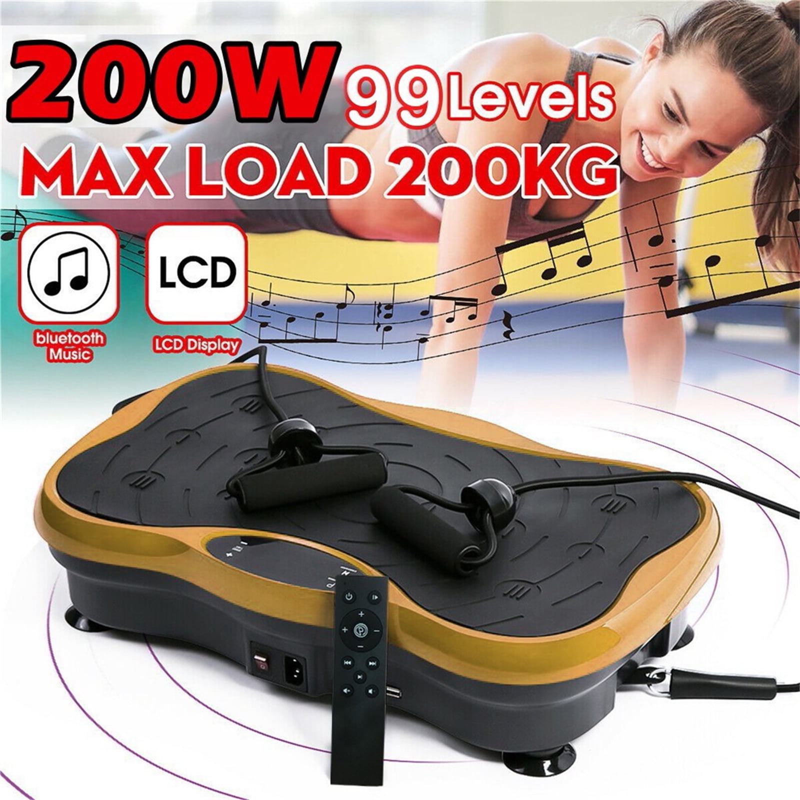 Vibration Plate Exercise Machine with 2 Resistance Bands and Workout