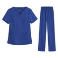 thumbnail image 3 of Conjunto de uniforme médico para mujer, uniforme de trabajo, cosmetología, disfraz de enfermera azul Talla M, 3 of 8