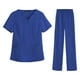 thumbnail image 3 of Conjunto de ropa para mujer, uniforme de trabajo, Top azul y pantalones, conjunto exfoliante, traje de enfermera lavable a máquina de secado rápido pa TallaXL, 3 of 9