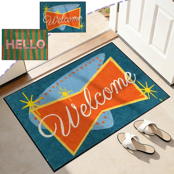 24x16 In Front Door Indoor Outdoor Entrance Doormat Rubber Welcome Door Mat Cute Shoes Take Them Off Doormat Anti Slip Easy to Clean Corridor Patio Entry Mat