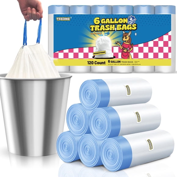 Bolsas de basura T.FORING, 22,5 L, con cordón, 1,1 mil, 120 unidades, 6 galones