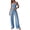 Striped Blue White, variant on Lounge Sets For Women Striped 2 Piece Pajama Sets Spaghetti Strap Tops Wide Leg Pants Beach Vacation Outfits