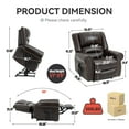 thumbnail image 6 of HICOMILA Premium Leather Power Lift Recliner Chair with Heat & Massage, Dual Motor Infinite Position, USB Ports & Storage, Heavy Duty 350 LBS Capacity, Brown, 6 of 10